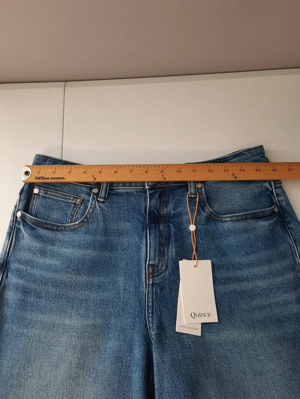 Quince Bella High Rise Stretch Barrel Jeans in Atlantic Blue size 30 - Picture 9 of 15